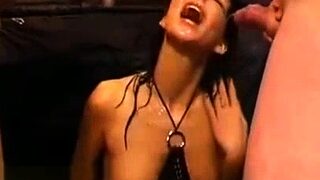 Hardcore urine fetish threesome with cock slurping skanks