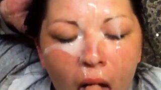 Huge cumshot on her face