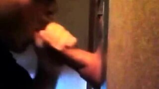 Guy swallows all the big cock cum at his homemade gh
