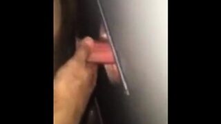 Me and a buddy feed a glory hole mouth a couple of loads