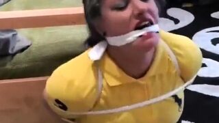 Gagged on the floor