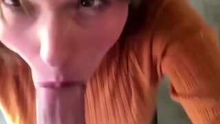 Smoking Hottie Giving Blowjob and Facialized by Boyfriend