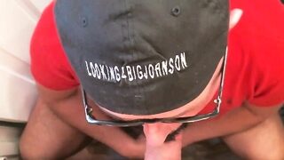 Gray DILF blows gloryhole dick in POV