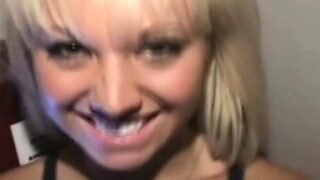 Smiling woman loves to swallow cum