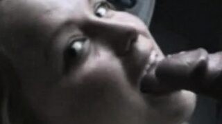 Vigorous April with round natural tits caresses big dangler