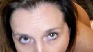 Cumshot wanting amateur MILF wanks cock in POV video