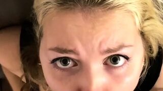 Sexy blonde teen blowjob and gangbanged then creampied