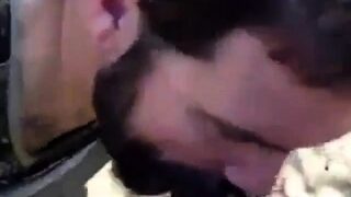 Daddy gives a facial in the woods
