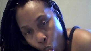 Nasty deep throat on the dildo