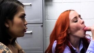 Redhead milf officer wants a threeway with Asian thief