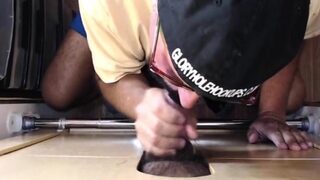 Deepthroating DILF sucks gloryhole cock