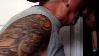 Dicksucking DILF sucks gloryhole dong