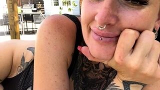 Pink labia close up of naive brunette