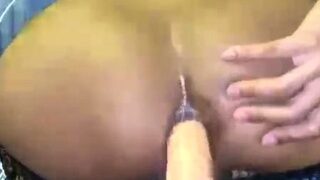 Big ass hot slut sucks on pov cock after anal toying
