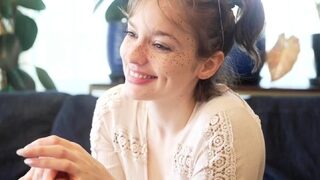 Cute curly brunette solo webcam masturbation