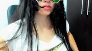 Cute curly brunette solo webcam masturbation