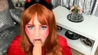 Violet lovely amateur redhead woman toying