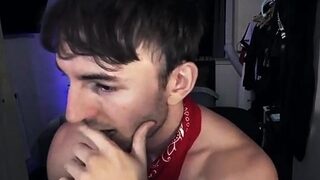 Horny gay hunk solo jerking fun