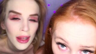 Threesome POV blowjob with facial cumshot