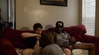 Blowjob loving brunette amateur sucks dick of lucky dude