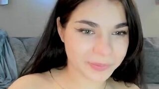 Cute curly brunette solo webcam masturbation
