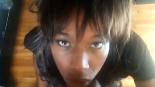 Ebony milf sucking cock and ready for facial
