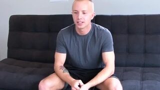 Muscled n tattooed stud solo jerks cock