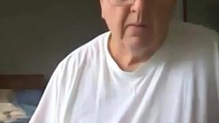 old man jerking his big dick