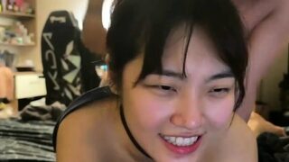 Asian teen get creampie after blowjob and hard pounding
