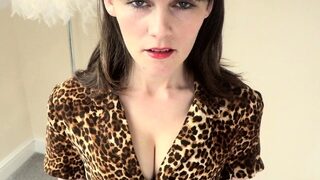 Busty curly brunette with big boobs fucks on couch