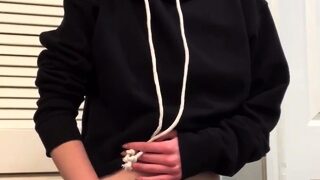 Amateur young teen solo masturbation on her livingroom