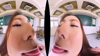 POV VR sex with busty submissive Asian on leash