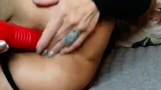 Stacked brunette goes solo toys and masturbation