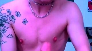 Amateur brunette fucks two big cocks