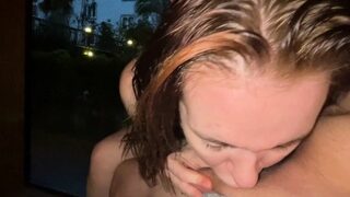 Sucking off a random guy in the sauna